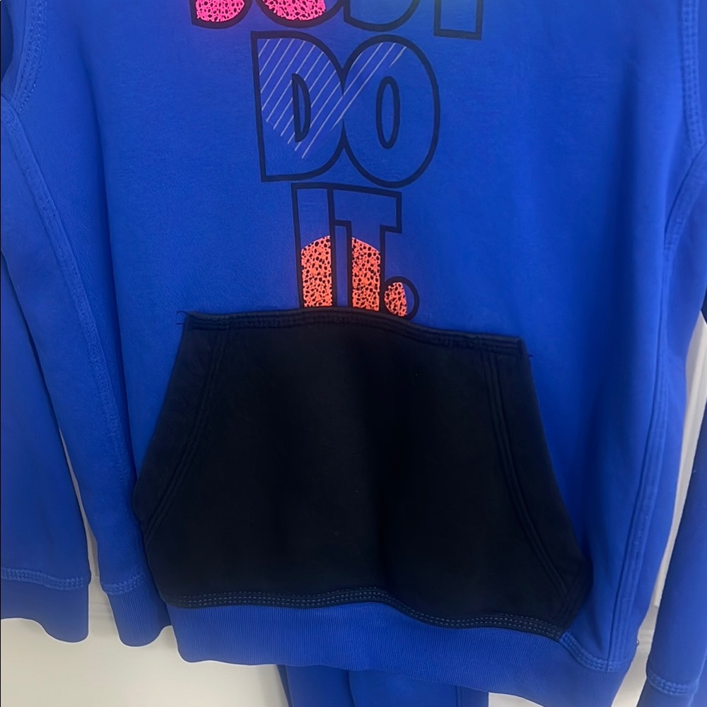 Nike Blue and Black Sweatshirt and sweat pants Just Do It 2 piece sweatsuit - Picture 3 of 11